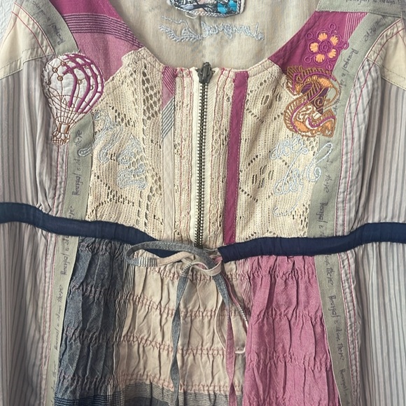 Desigual Size 38 dress. Whimsical design. Sleeveless loop/button shoulder. Boho. - Picture 5 of 12